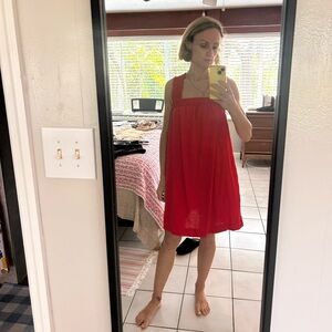 Red Linen Sleeveless Dress